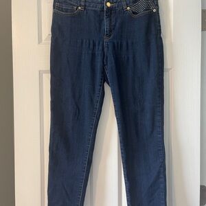 Michael Kors Dark Blue Skinny Jeans with Studded Accent